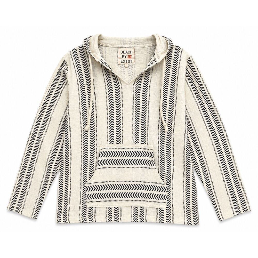 Beach by Exist Baja Hoodie Mexican Blanket Pullover Kangaroo Pocket NWT